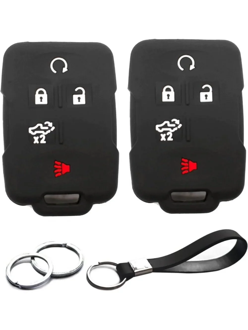2-Pack Smart Key Fob Cover Case for Chevy Silverado GMC Sierra 1500 2500 3500